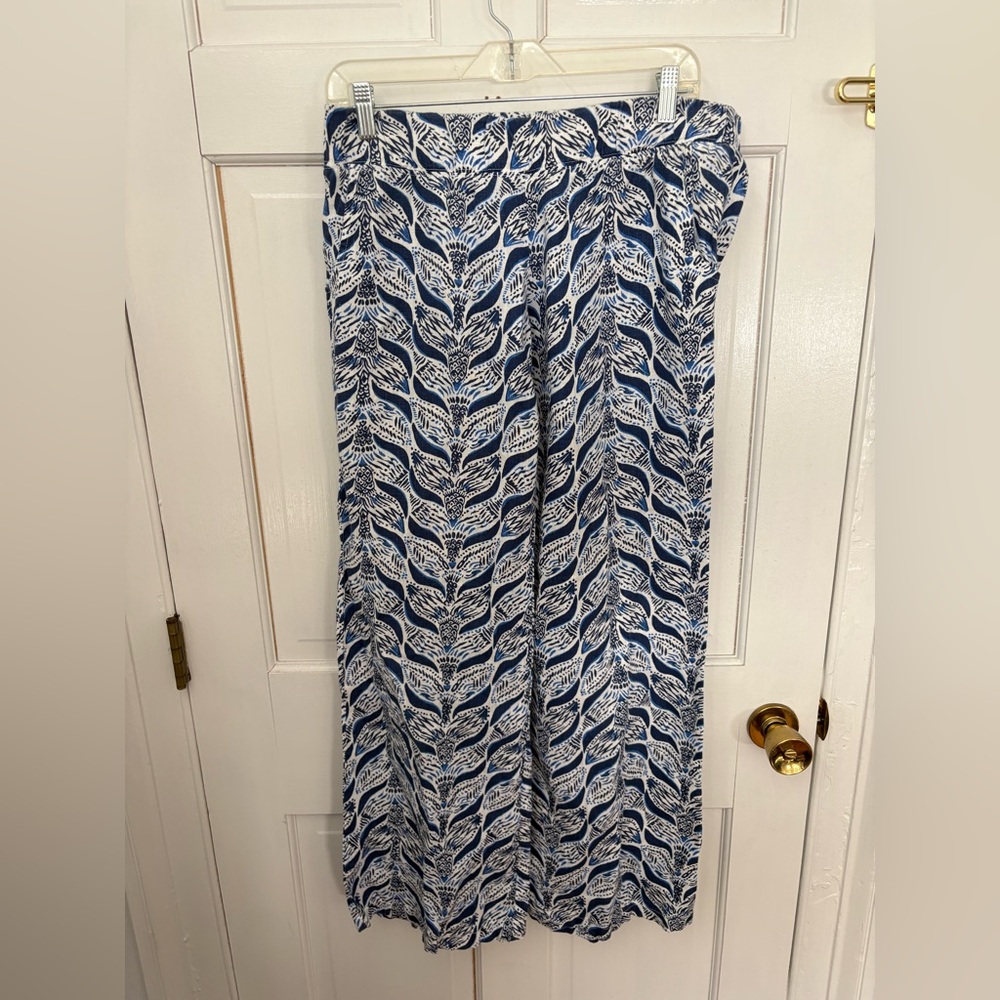 Lilly Pulitzer Bal Harbour Linen Palazzo Pant Navy Mermaids Tail Size Medium (M) - Picture 2 of 10